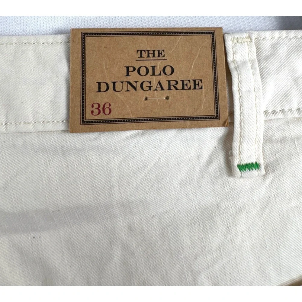 Polo Ralph Lauren Dungaree Shorts sz 36 Off White Paint Splatter Raw Hem